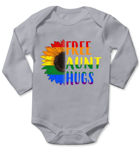 Free Aunt Hugs LGBT Pride Flag Sunflower 2020 Long Sleeve Baby One-Piece
