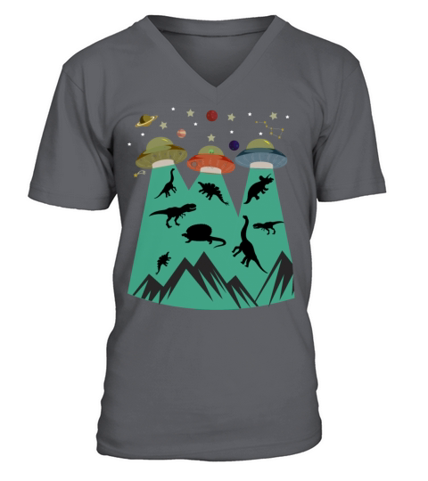 Vintage Dinosaur Alien Abduction T-shirt Men's V-Neck T-shirt