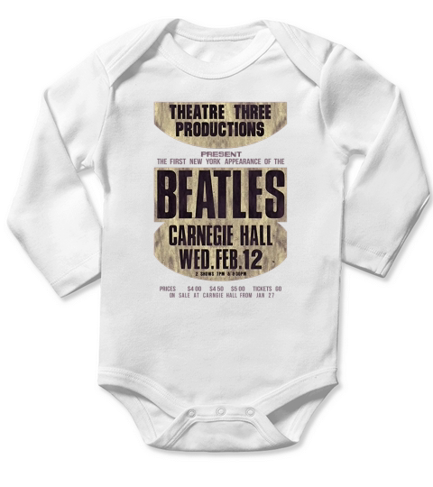 The Beatles Carnegie Hall Burnout Vintage Long Sleeve Baby One-Piece
