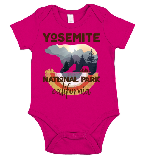 Yosemite National Park Bear Hiking Camping Gift Short Sleeve Baby One-Piece
