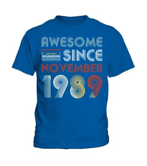 Vintage Awesome Since November 1989 30th Birthday Kids T-Shirt