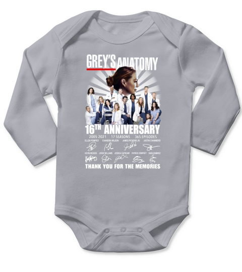 Greys Anatomy 16th anniversary thank you for the memories signatures Long Sleeve Baby One-Piece