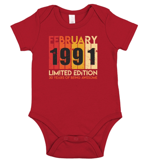 Birthday Shirt February 1991 born 30 years Short Sleeve Baby One-Piece