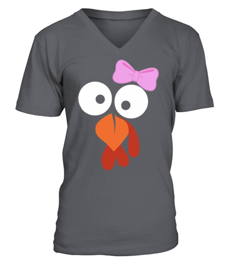 Turkey Face Girl Pink Bow Men's V-Neck T-shirt