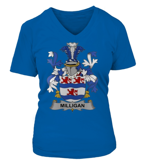 Milligan Family Crest Irish Family Crests II V-neck T-Shirt Woman