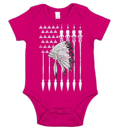 Cool Native American Arrow And Teepee Flag Short Sleeve Baby One-Piece
