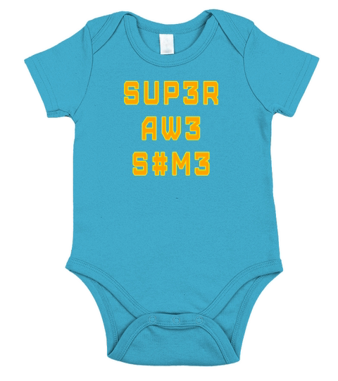 SUPER AWESOME text as Leetspeak saying Short Sleeve Baby One-Piece