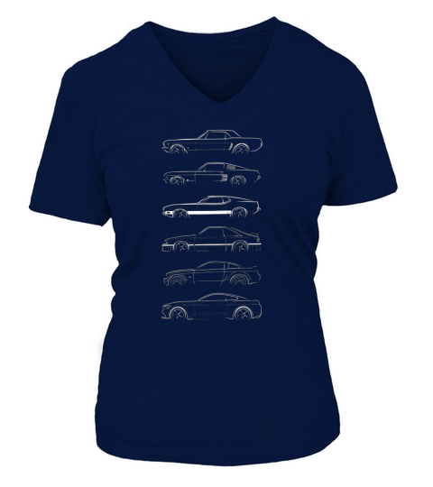 Evolution of the Ford Mustang - profile stencil, white T-Shirt V-neck T-Shirt Woman