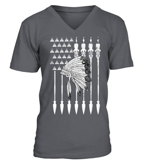 Cool Native American Arrow And Teepee Flag Men's V-Neck T-shirt