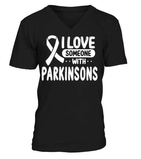 Parkinson Awareness I love White Ribbon Men's V-Neck T-shirt