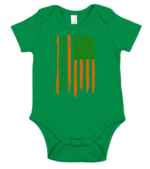 St Patricks Day Retro American Flag Shamrock Irish Short Sleeve Baby One-Piece
