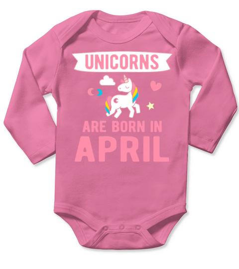 Unicorns are Born in April Long Sleeve Baby One-Piece