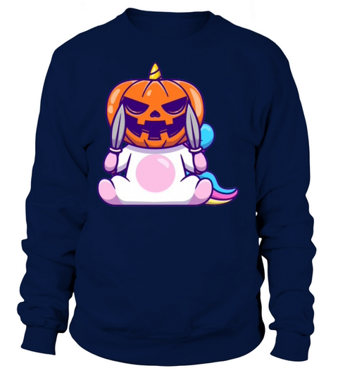 Cute unicorn wearing halloween pumpkin mask Women's Sweatshirt