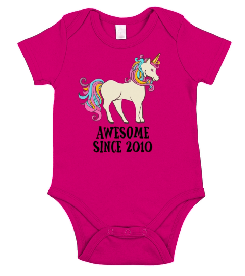 Awesome Since 2010 Unicorn Birthday Gift Short Sleeve Baby One-Piece