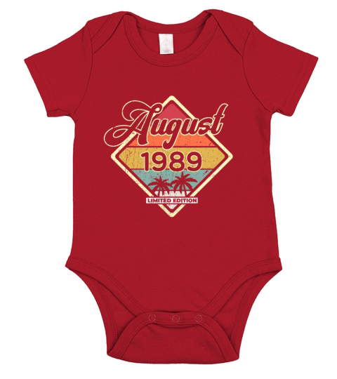 Vintage August 30 Year Old 1989 30th Birthday Gift Short Sleeve Baby One-Piece