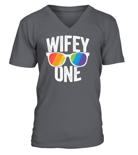 Wifey One Lesbian Pride SHIRT LGBT Bride Couple Gift Men's V-Neck T-shirt