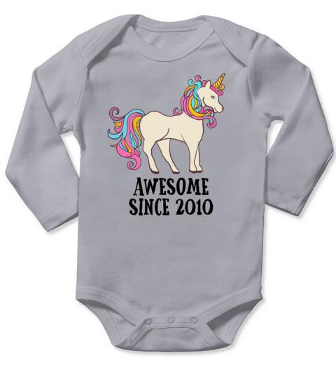 Awesome Since 2010 Unicorn Birthday Gift Long Sleeve Baby One-Piece
