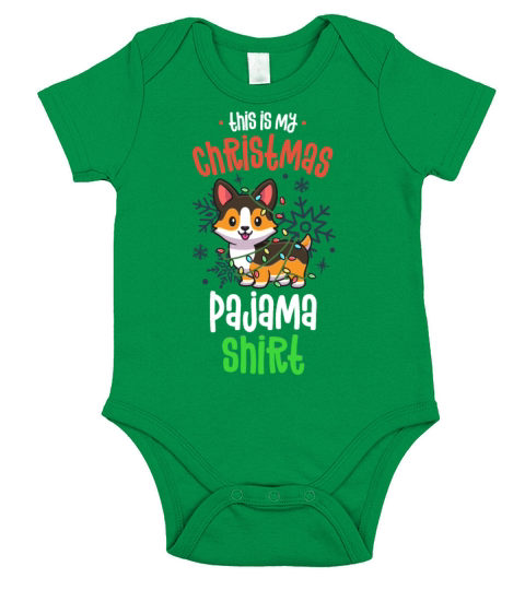 This Is My Christmas Pajama Shirt Tricolor Corgi Short Sleeve Baby One-Piece