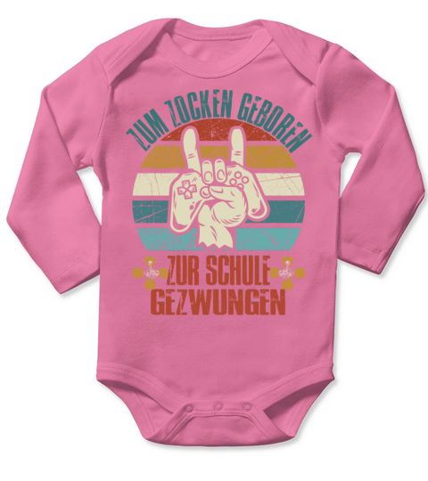 zum zocken geboren zum arbeiten gezwungen Long Sleeve Baby One-Piece