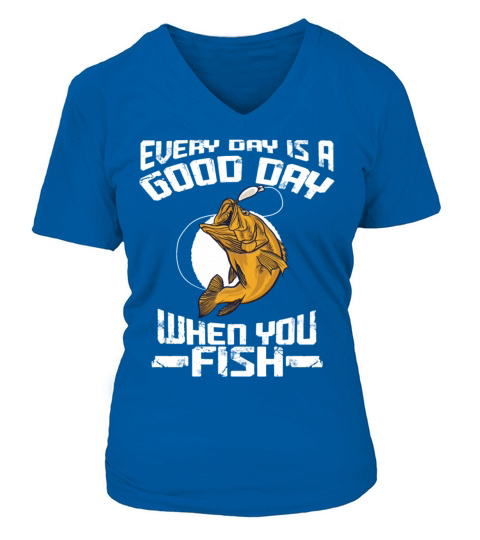 Fish Fishing Rod Fisherman Birthday Gift Angler Women's V-Neck T-shirt