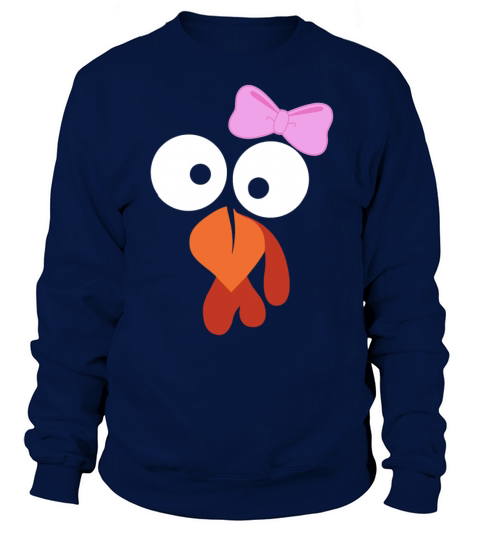 Turkey Face Girl Pink Bow Women's Sweatshirt