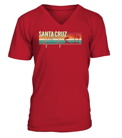 Santa Cruz California City ECG 70s 80s Vintage Men's V-Neck T-shirt