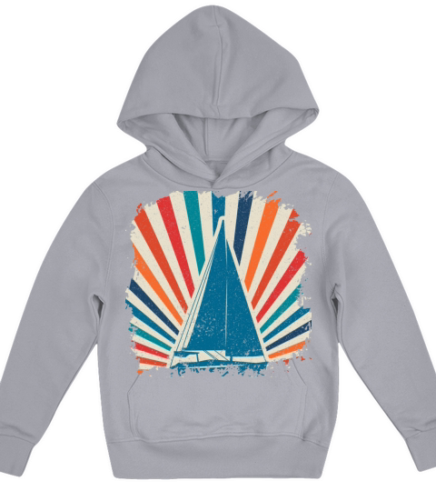 Sailing boat sailboat captain sea yacht retro sail Kids Hoodie