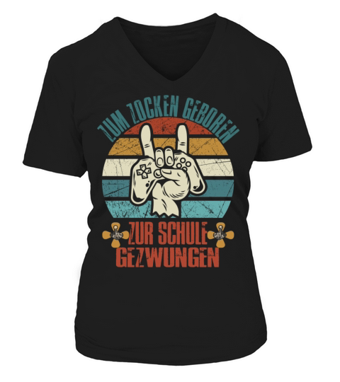 zum zocken geboren zum arbeiten gezwungen Women's V-Neck T-shirt