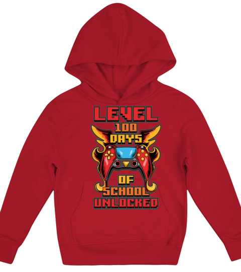 Level Unlocked Funny 100 Days of School Gift Kids Hoodie