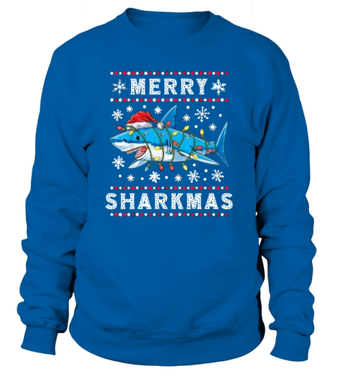 Merry Sharkmas Shark Santa Ugly Christmas Lights B Men's Sweatshirt