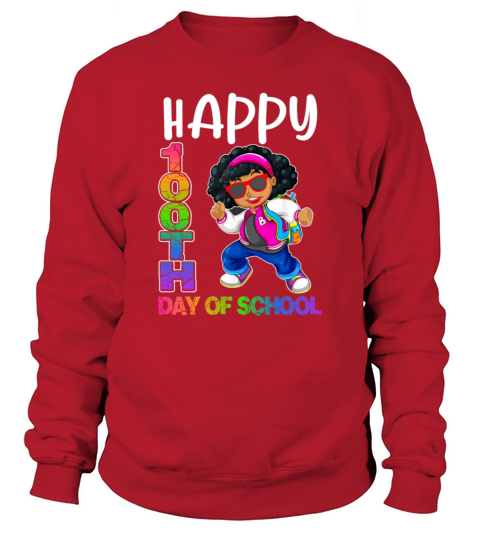 Happy 100th Day of School Cute Black Girl Melanin Women's Sweatshirt