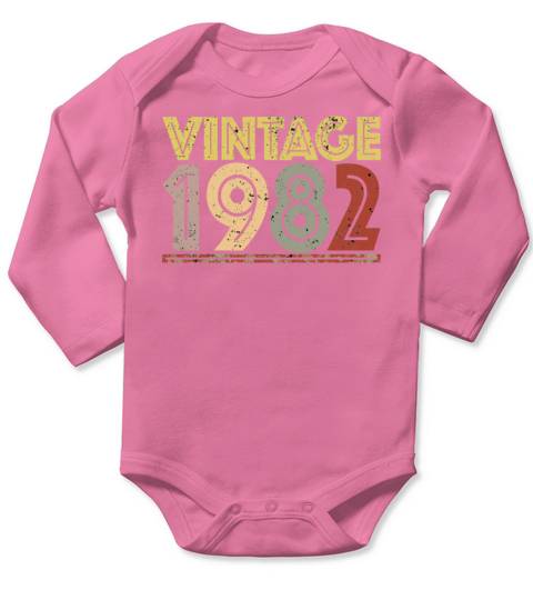 Vintage 1982 Retro Birthday Gift Long Sleeve Baby One-Piece