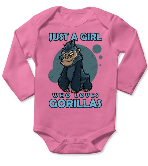 Just a Girl Who Loves Gorillas Long Sleeve Baby One-Piece