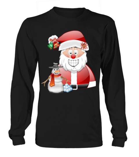 Merry Christmas Santa father christmas with snowman and bells Women's Long Sleeve