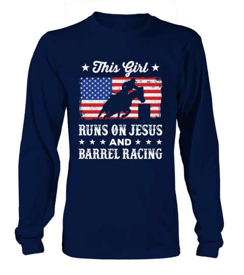 Christian Barrel Racer Patriotic American Flag Men's Long Sleeve
