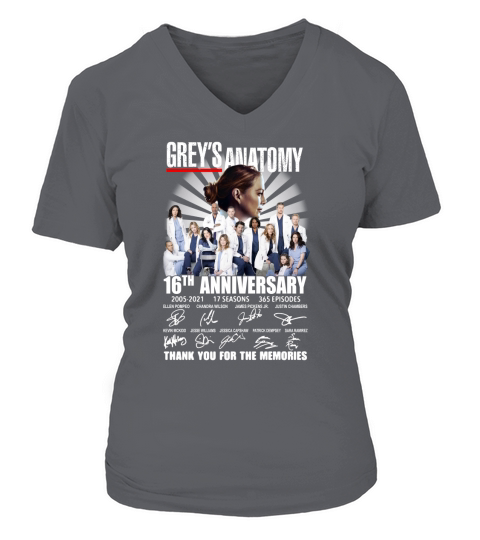 Greys Anatomy 16th anniversary thank you for the memories signatures V-neck T-Shirt Woman