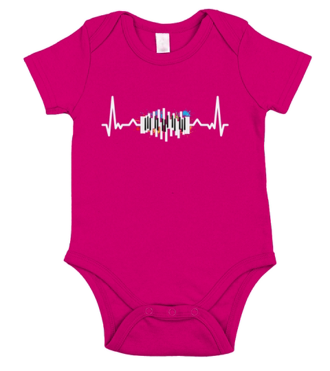 Colorful Piano Heartbeat Pianist Keyboard Short Sleeve Baby One-Piece