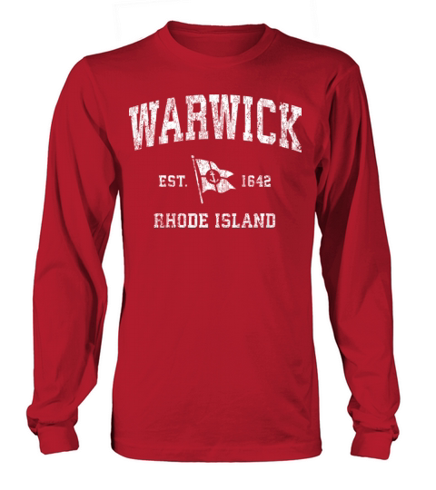 Warwick Ri Vintage Nautical Boat Anchor Flag Sport Men's Long Sleeve