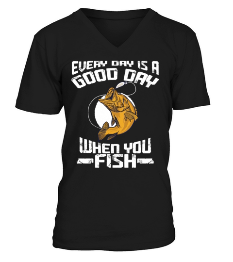 Fish Fishing Rod Fisherman Birthday Gift Angler Men's V-Neck T-shirt