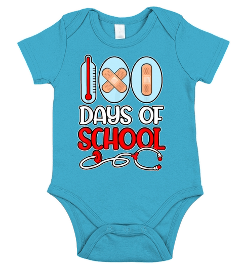 School Nurse 100 Days of School LOVE Stethoscope Short Sleeve Baby One-Piece