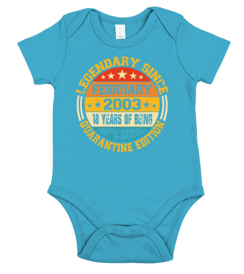 18th Birthday 18 Years Born In 2003 February Short Sleeve Baby One-Piece