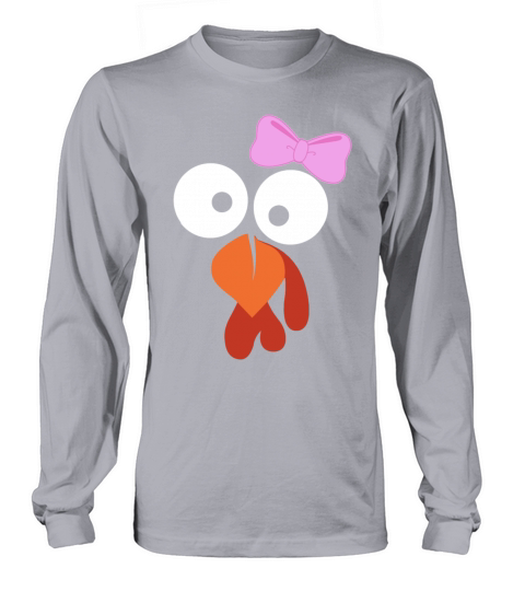 Turkey Face Girl Pink Bow Women's Long Sleeve