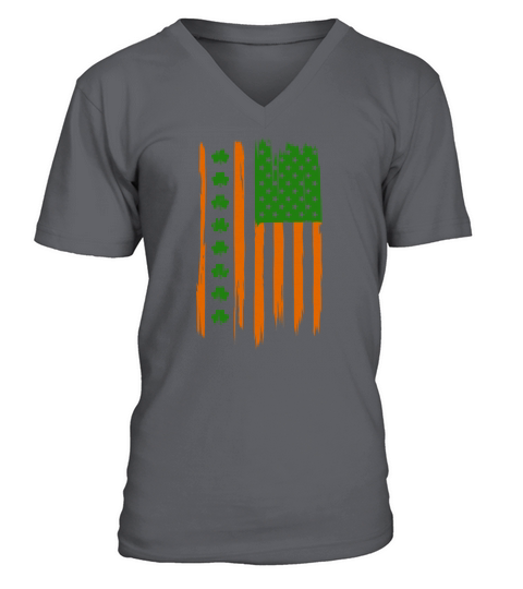 St Patricks Day Retro American Flag Shamrock Irish Men's V-Neck T-shirt
