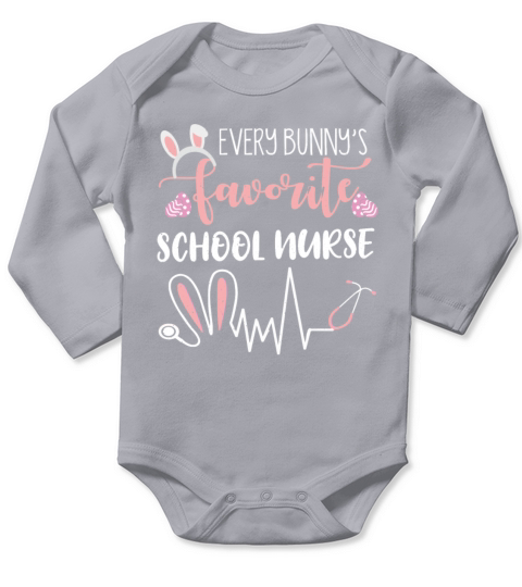 School Nurse Ears Bunny Easter Day Easter Sunday Long Sleeve Baby One-Piece