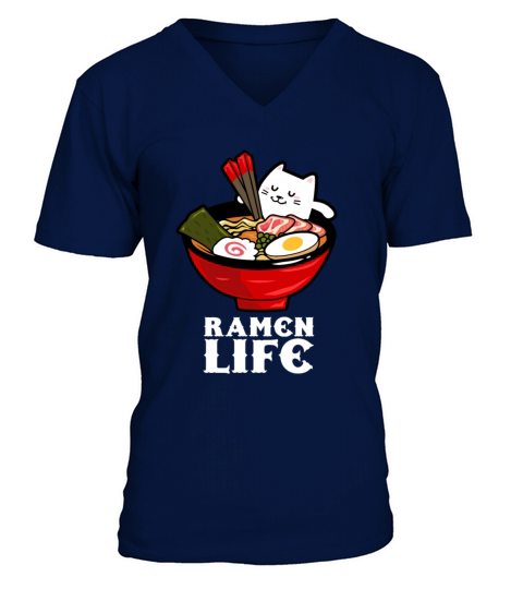 Ramen Life Cat Eat Men's V-Neck T-shirt