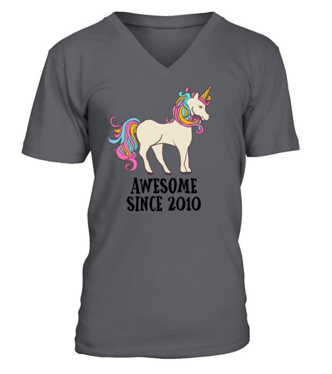 Awesome Since 2010 Unicorn Birthday Gift Men's V-Neck T-shirt