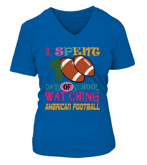 100 days of school watching american football V-neck T-Shirt Woman