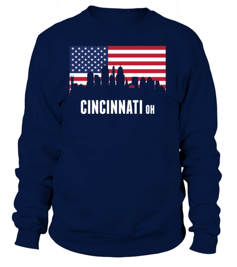 American Flag Cincinnati Skyline Women's Sweatshirt