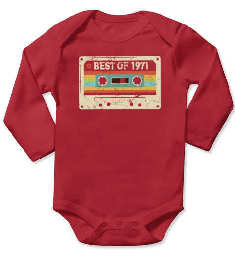 Best of 1971 Vintage Cassette 50th Birthday Gift Long Sleeve Baby One-Piece