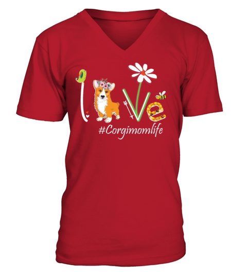 Love Corgi Momlife Dog Mom Men's V-Neck T-shirt